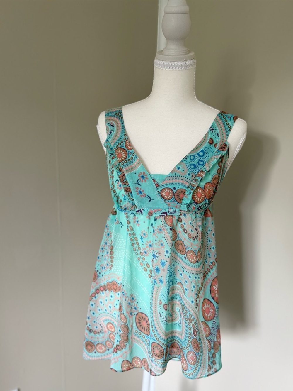 Vintage Glassons Y2K Tank Fairy Core Paisley Tie-Back Camisole